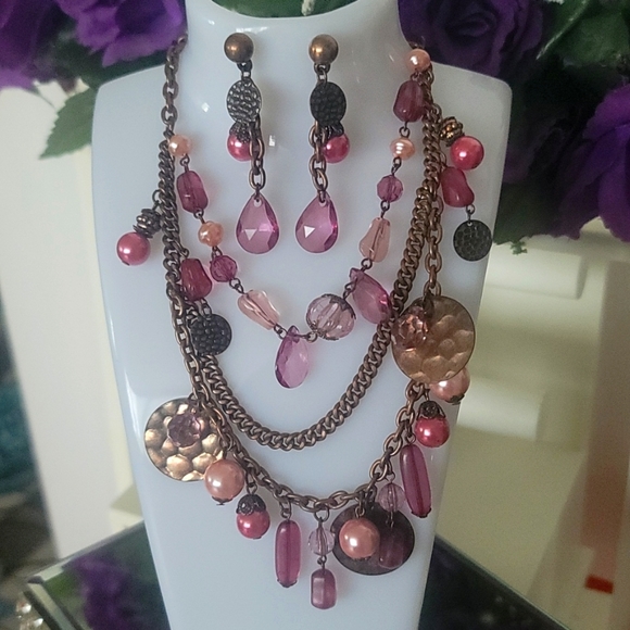 Jewelry - (NWT) Pink Bronze Tone Set ppl